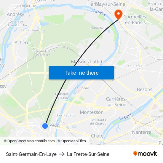 Saint-Germain-En-Laye to La Frette-Sur-Seine map