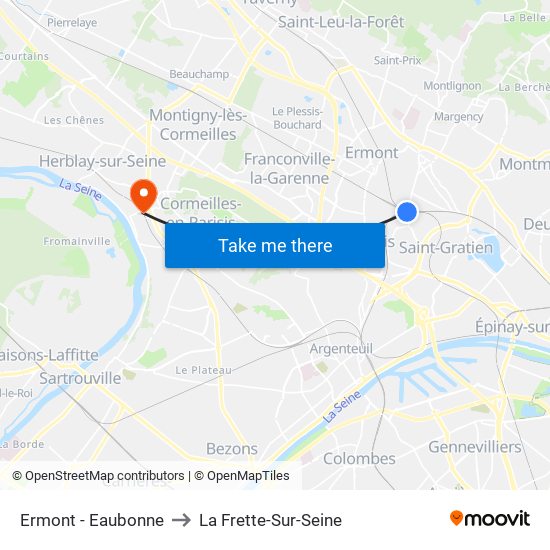 Ermont - Eaubonne to La Frette-Sur-Seine map