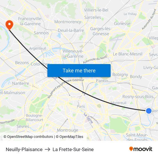 Neuilly-Plaisance to La Frette-Sur-Seine map