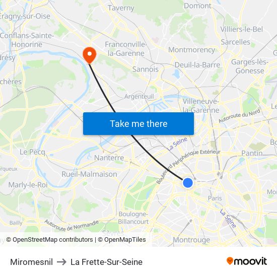 Miromesnil to La Frette-Sur-Seine map
