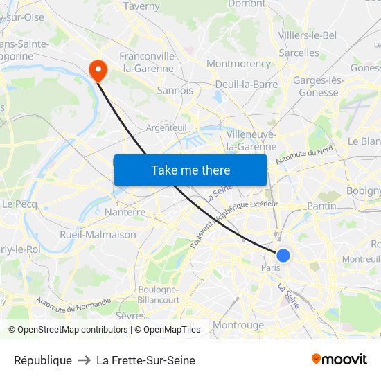 République to La Frette-Sur-Seine map
