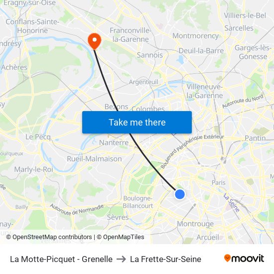 La Motte-Picquet - Grenelle to La Frette-Sur-Seine map