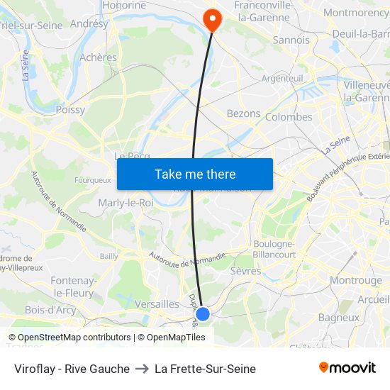 Viroflay - Rive Gauche to La Frette-Sur-Seine map