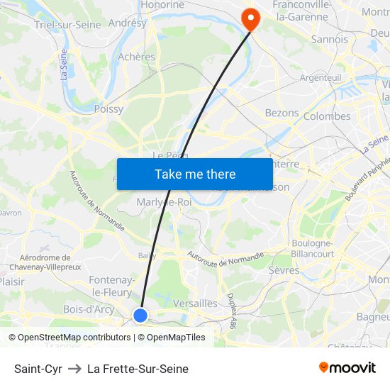 Saint-Cyr to La Frette-Sur-Seine map