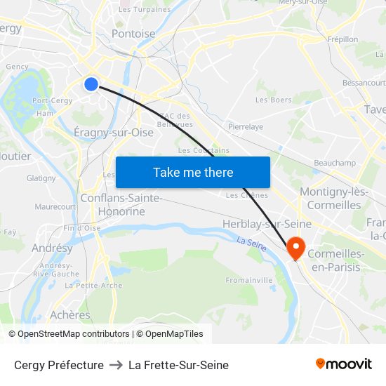 Cergy Préfecture to La Frette-Sur-Seine map