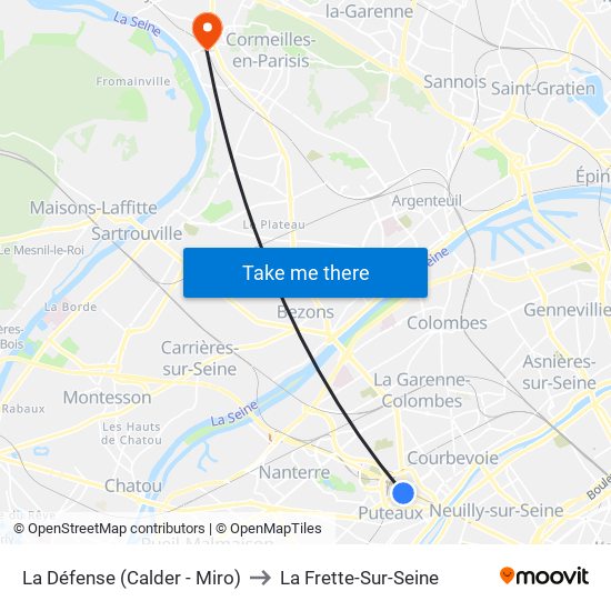 La Défense (Calder - Miro) to La Frette-Sur-Seine map