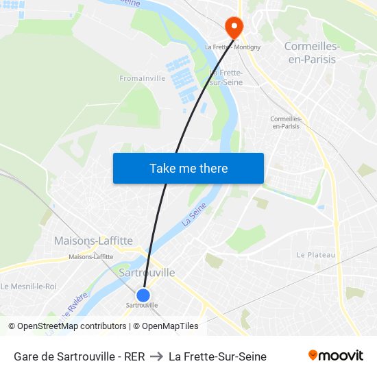 Gare de Sartrouville - RER to La Frette-Sur-Seine map