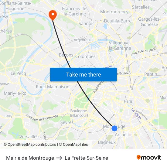 Mairie de Montrouge to La Frette-Sur-Seine map
