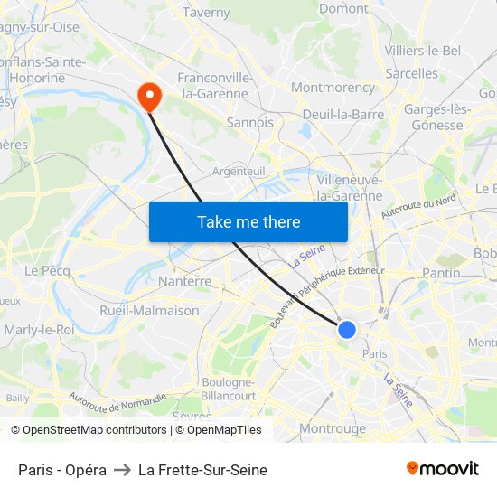 Paris - Opéra to La Frette-Sur-Seine map