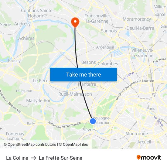 La Colline to La Frette-Sur-Seine map