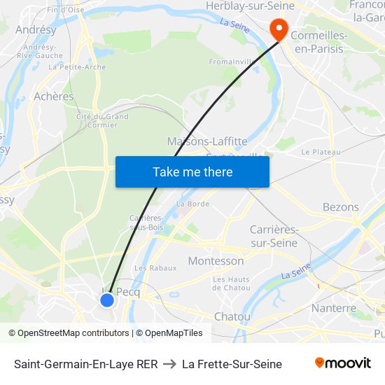 Saint-Germain-En-Laye RER to La Frette-Sur-Seine map