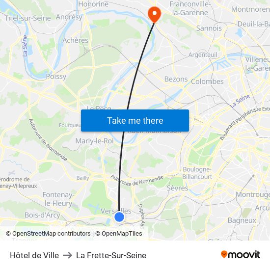 Hôtel de Ville to La Frette-Sur-Seine map