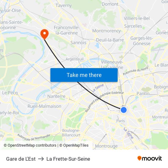 Gare de L'Est to La Frette-Sur-Seine map
