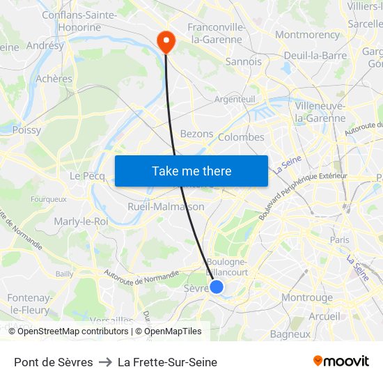 Pont de Sèvres to La Frette-Sur-Seine map