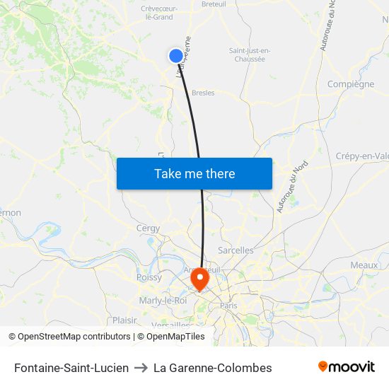 Fontaine-Saint-Lucien to La Garenne-Colombes map