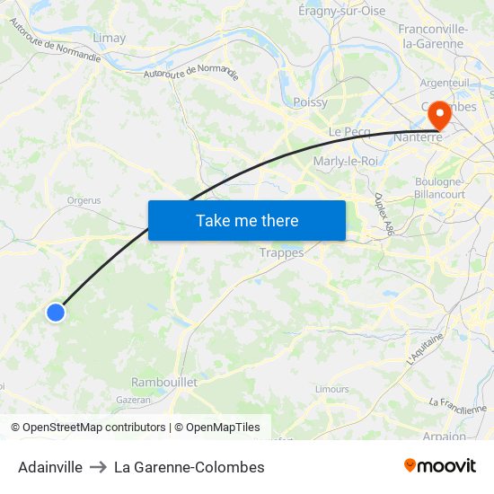 Adainville to La Garenne-Colombes map