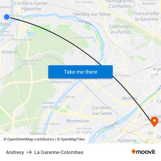 Andresy to La Garenne-Colombes map