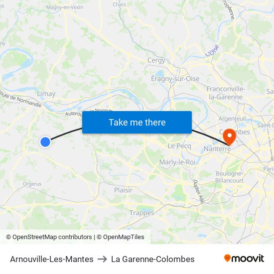 Arnouville-Les-Mantes to La Garenne-Colombes map