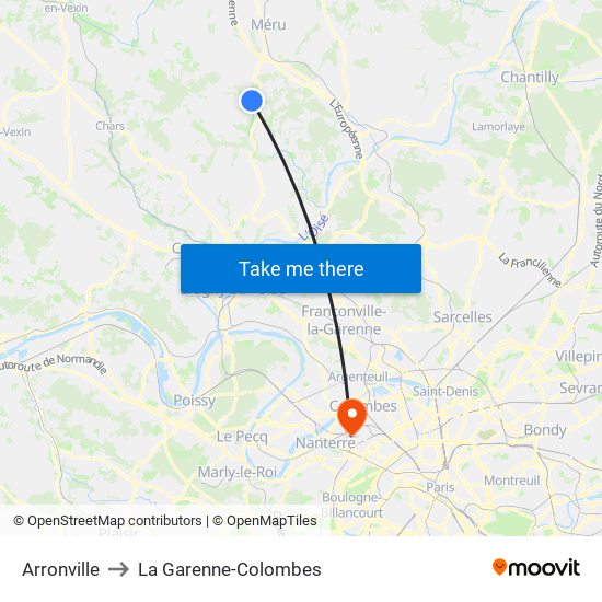 Arronville to La Garenne-Colombes map