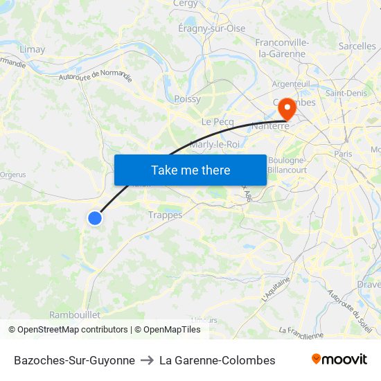 Bazoches-Sur-Guyonne to La Garenne-Colombes map