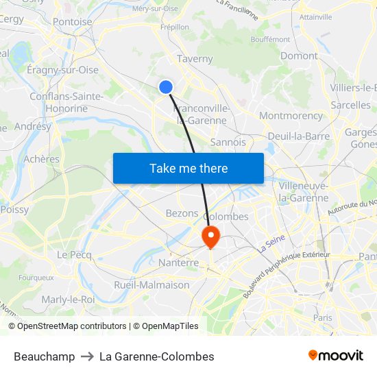 Beauchamp to La Garenne-Colombes map