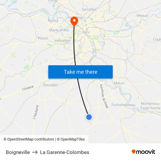 Boigneville to La Garenne-Colombes map