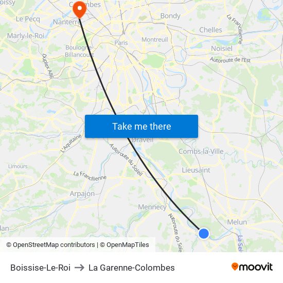 Boissise-Le-Roi to La Garenne-Colombes map