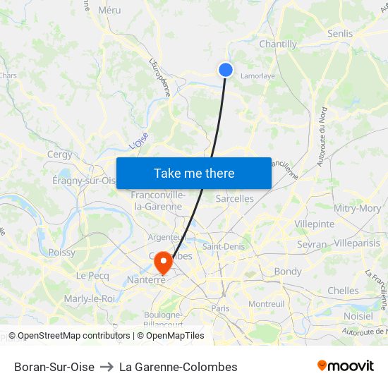 Boran-Sur-Oise to La Garenne-Colombes map