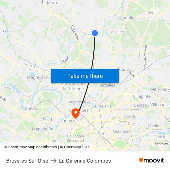 Bruyeres-Sur-Oise to La Garenne-Colombes map