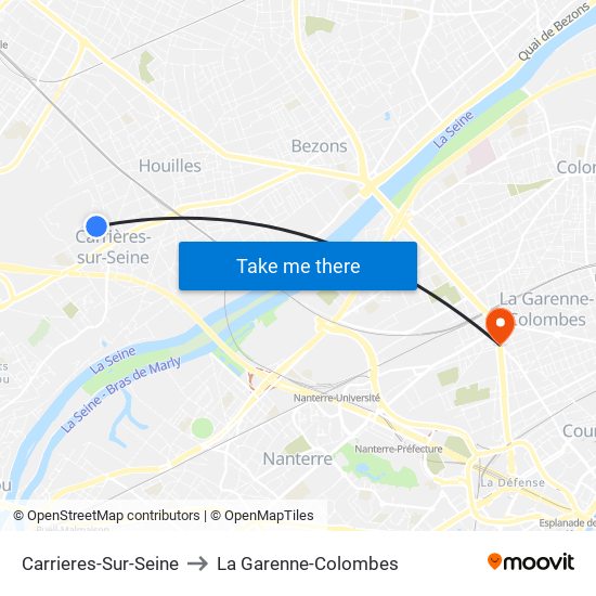 Carrieres-Sur-Seine to La Garenne-Colombes map