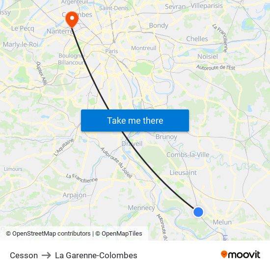 Cesson to La Garenne-Colombes map