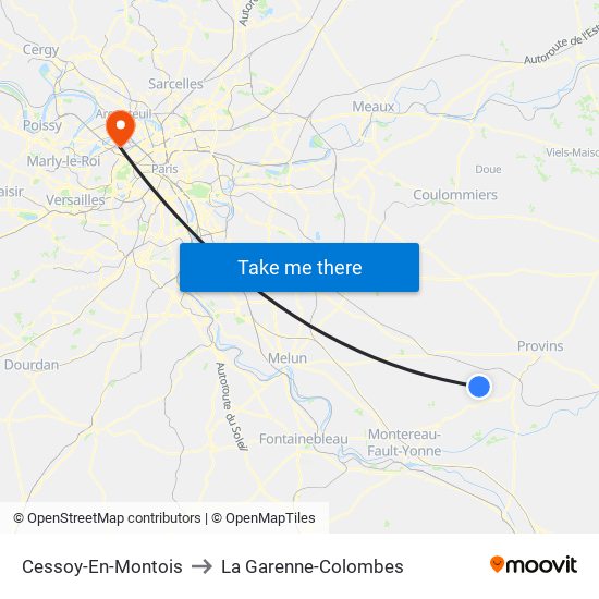 Cessoy-En-Montois to La Garenne-Colombes map