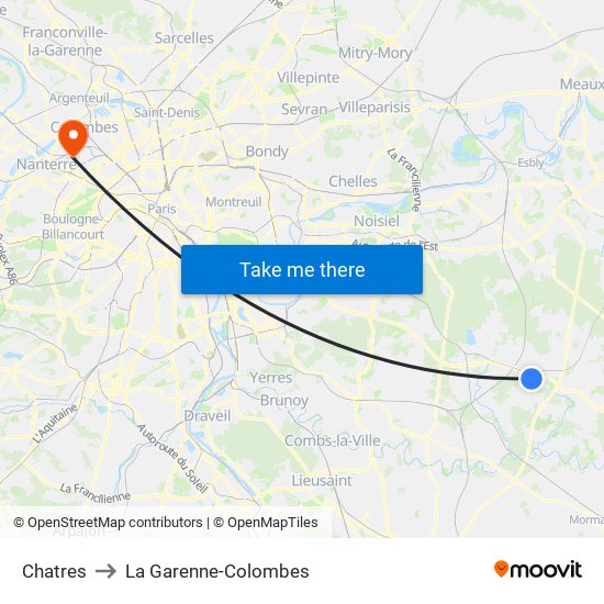 Chatres to La Garenne-Colombes map