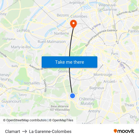 Clamart to La Garenne-Colombes map