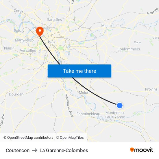 Coutencon to La Garenne-Colombes map