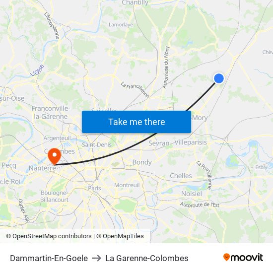 Dammartin-En-Goele to La Garenne-Colombes map