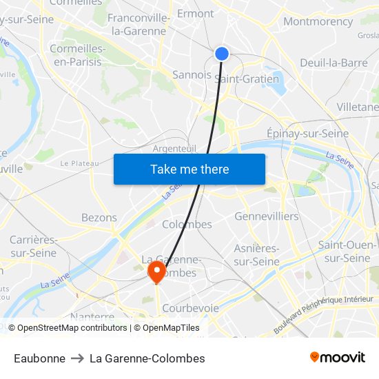 Eaubonne to La Garenne-Colombes map