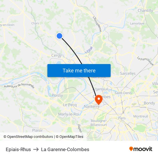 Epiais-Rhus to La Garenne-Colombes map