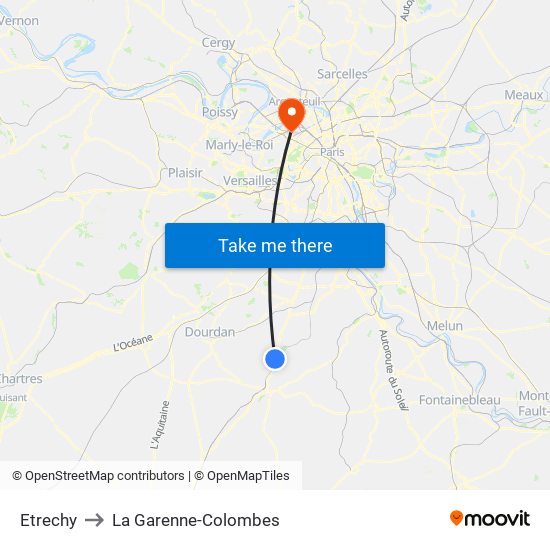 Etrechy to La Garenne-Colombes map