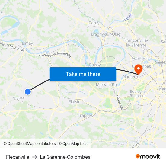 Flexanville to La Garenne-Colombes map