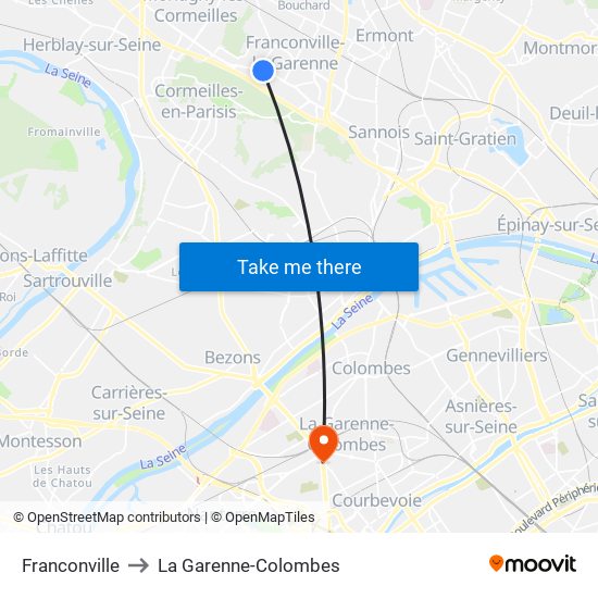 Franconville to La Garenne-Colombes map