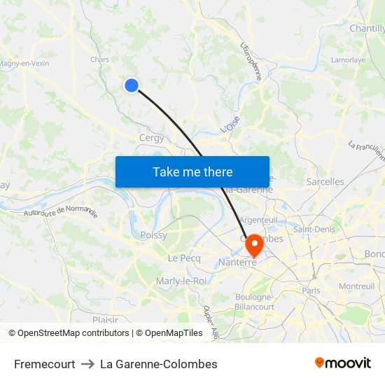 Fremecourt to La Garenne-Colombes map