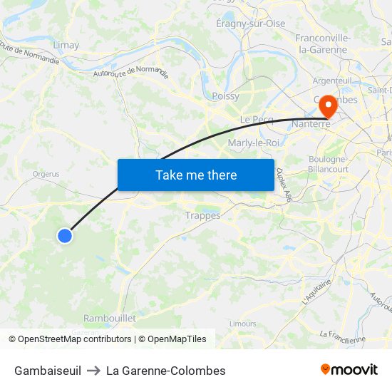 Gambaiseuil to La Garenne-Colombes map