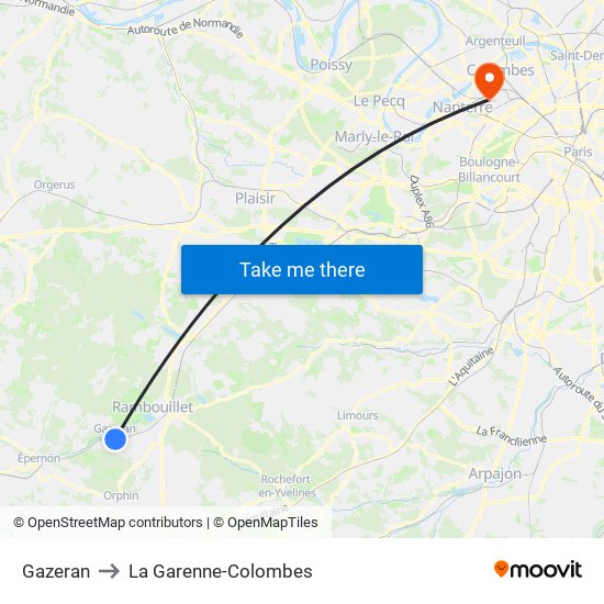 Gazeran to La Garenne-Colombes map