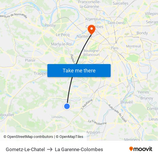 Gometz-Le-Chatel to La Garenne-Colombes map
