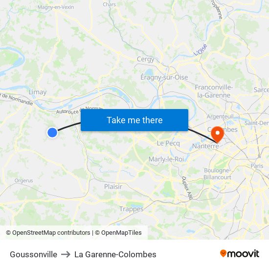 Goussonville to La Garenne-Colombes map