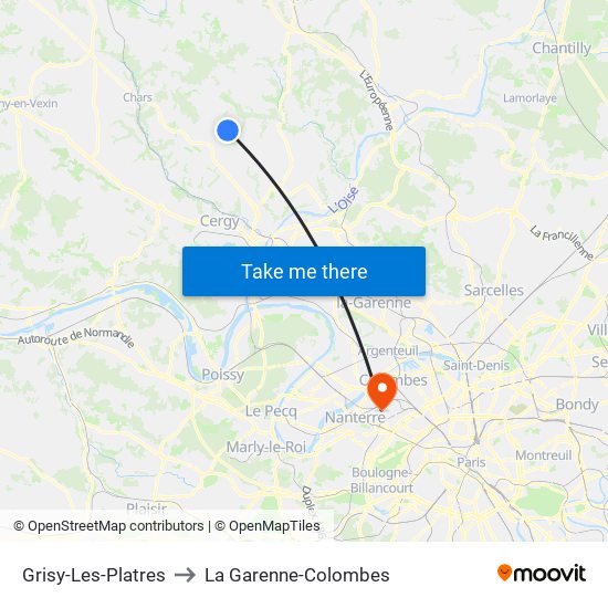 Grisy-Les-Platres to La Garenne-Colombes map