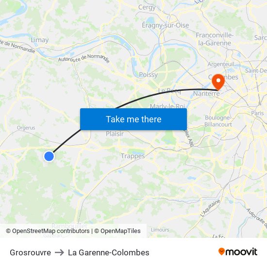 Grosrouvre to La Garenne-Colombes map