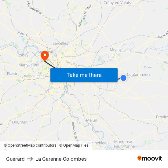 Guerard to La Garenne-Colombes map