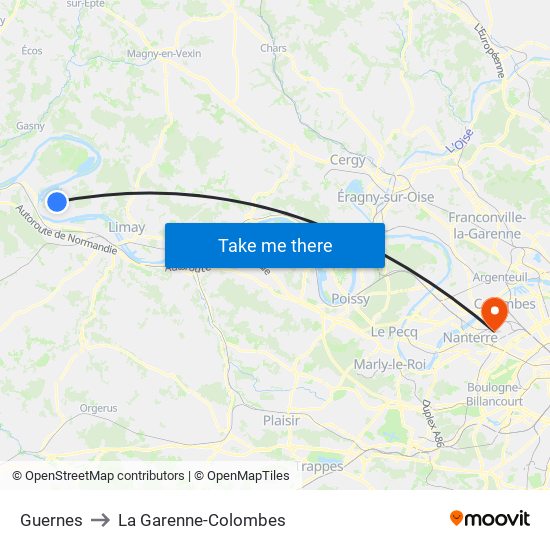 Guernes to La Garenne-Colombes map